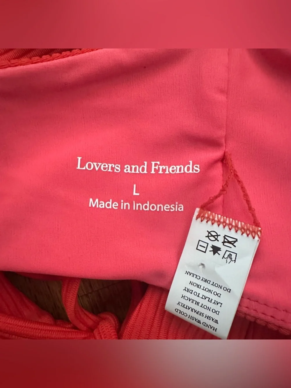 Lovers + Friends Coral Lace-Up Bikini Top unpadded size large ribbed summer - Picture 5 of 7